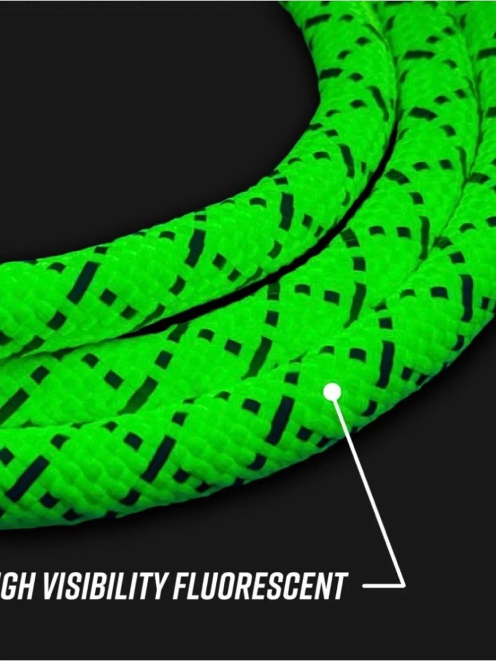 High-Visibility Neon Green Rope Dog Leash with Reflective Accents
